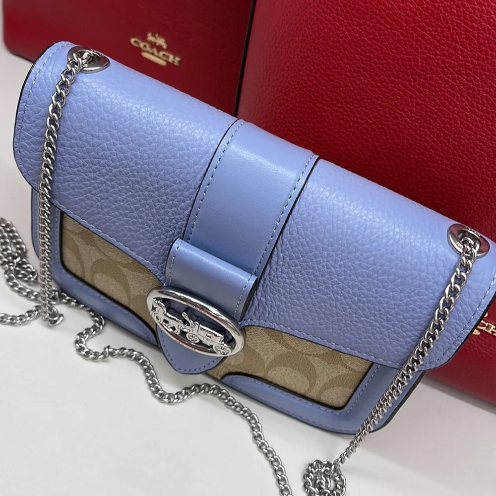 Coach Georgie Crossbody In Signature Canvas Light Khaki / Marble Blue - Picture 4 of 16